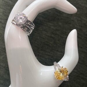 Elegant Silver and Gold-Toned Women's Ring Set